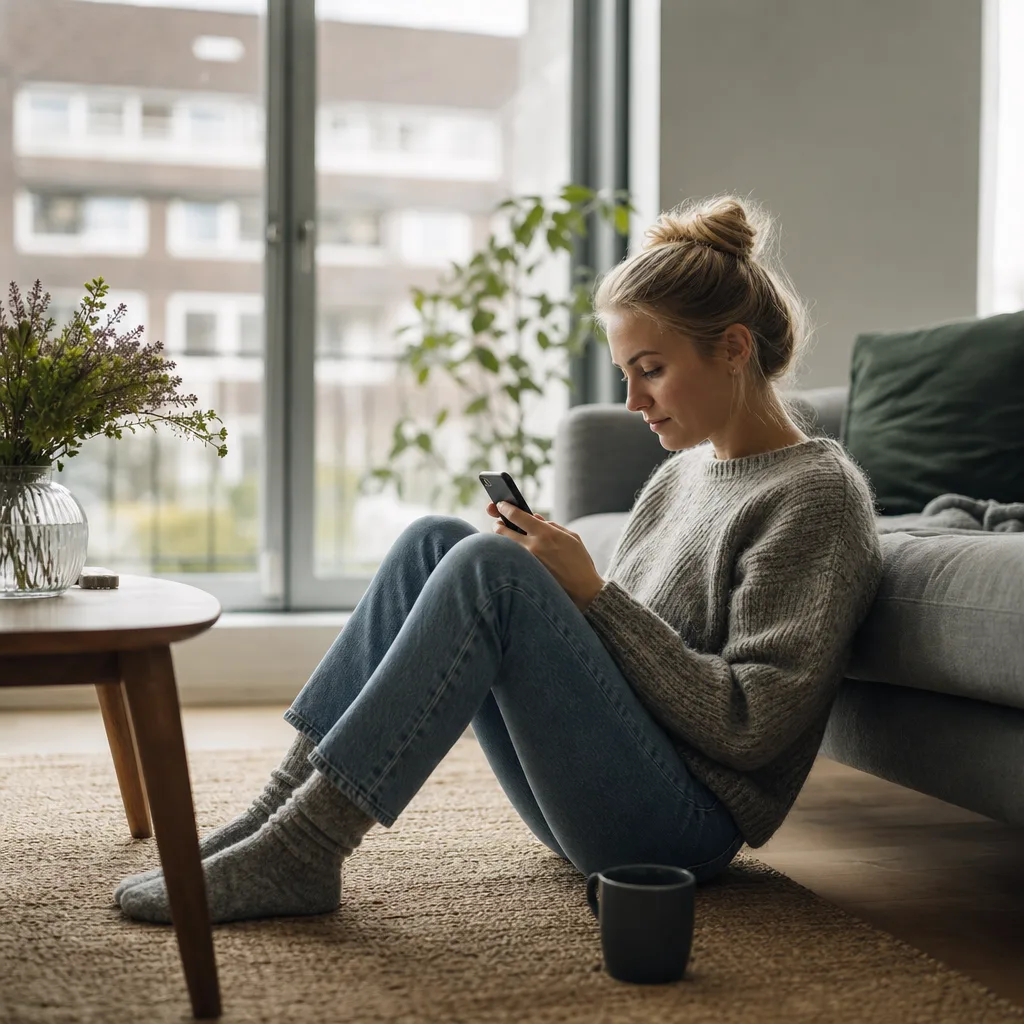 Resenär som surfar på mobilen utomlands med roaming aktiverad